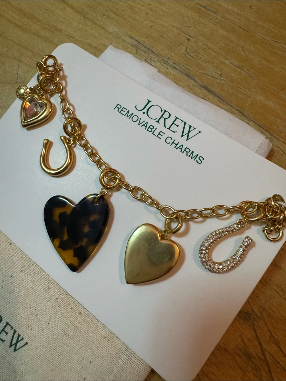 NWT J.Crew Removable Heart Charm Bracelet  #jcrew #bracelet #charms